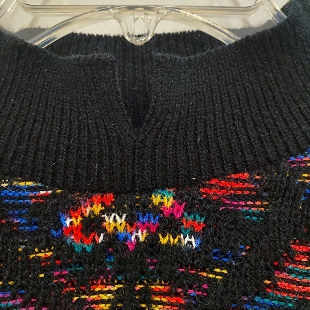 Pandora | Vintage 80’s Sweater Acrylic Mock Neck Black Size Medium - Picture 5 of 7